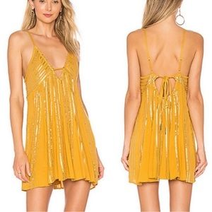 Free People - Here She Is Embellished Slip Dress - Sunflower - L